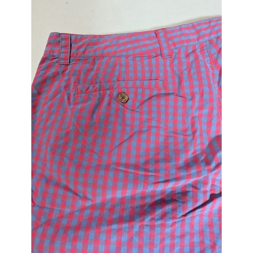 Tailor Vintage Shorts Mens sz 32 Red Blue Gingham Check Chino Beach Preppy - Picture 10 of 16